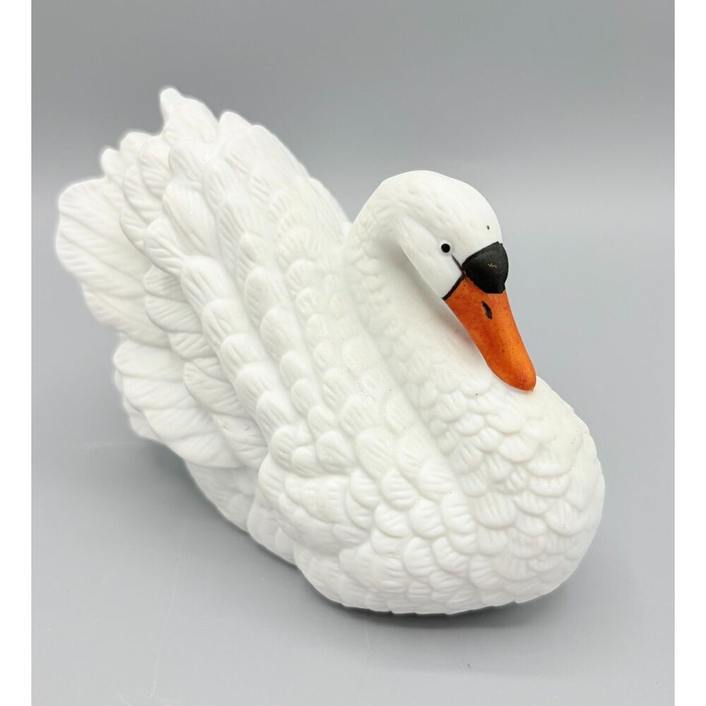 Royal Heritage hand-painted porcelain/bisque swan